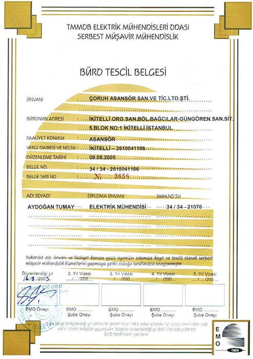 BÜRO TESCİL BELGESİ